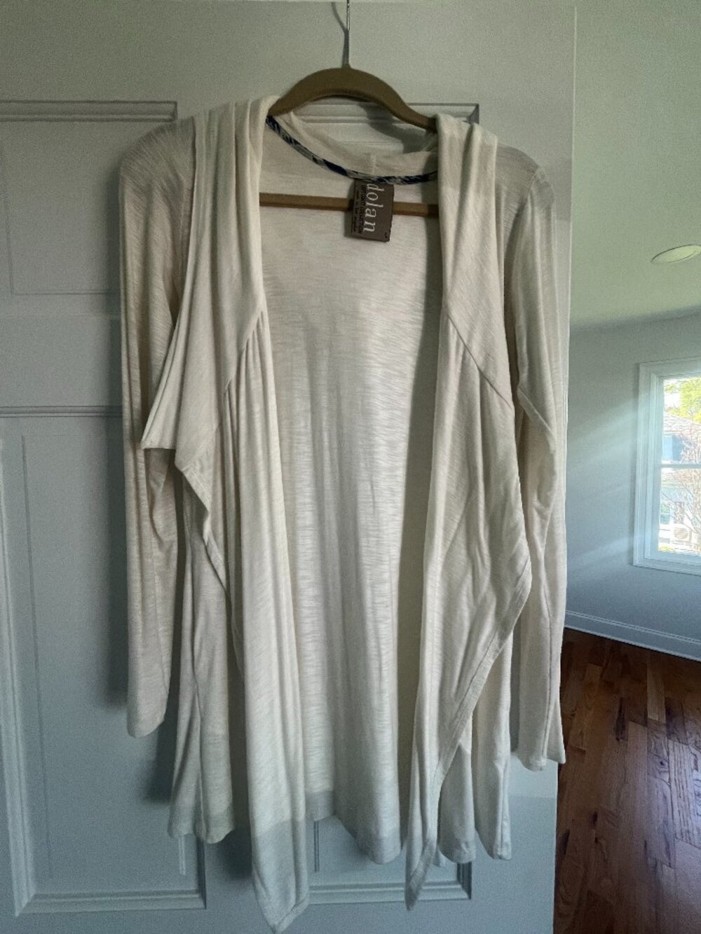 Dolan Left Coast Collection Ivory Hooded Open-Front Cardigan — Size S, Made in L